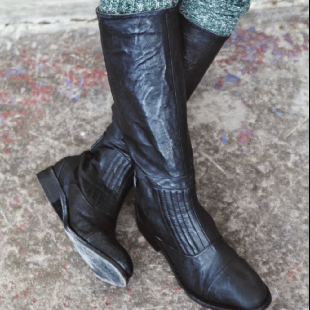 Free People Lancaster Mid Leather Boots Brown 38